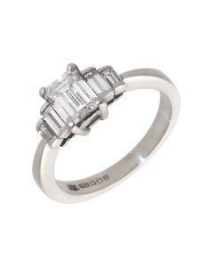 Pre-Owned 18ct White Gold 0.78ct Emerald Cut 5 Stone Dress Ring