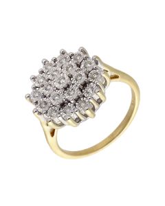 Pre-Owned 9ct Yellow Gold Illusion Set Diamond Cluster Ring