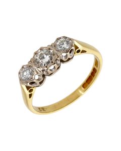 Pre-Owned 18ct Yellow Gold 0.32 Carat Diamond Trilogy Ring