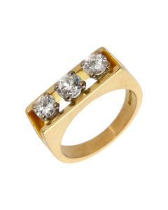 Pre-Owned 18ct Yellow Gold Diamond Signet Style Trilogy Ring