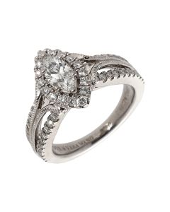 Pre-Owned Vera Wang 0.95 Carat Marquise Diamond Halo Ring