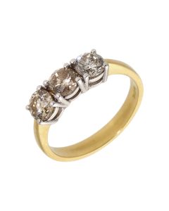 Pre-Owned 18ct Yellow Gold 1.50 Carat Diamond Trilogy Ring