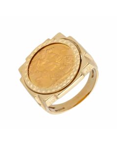 Pre-Owned 1896 Full Sovereign Coin In 9ct Gold Ring Mount
