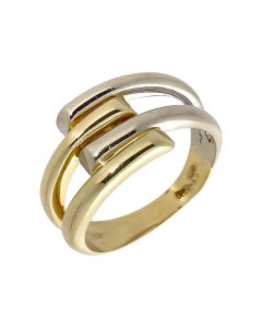 Pre-Owned 14ct Yellow & White Gold Split Crossover Dress Ring