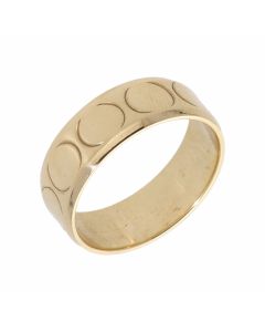 Pre-Owned 9ct Yellow Gold 7mm Patterned Wedding Band Ring