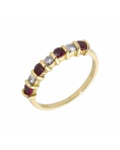 Pre-Owned 18ct Yellow Gold Ruby & Diamond Half Eternity Ring