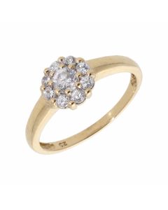 Pre-Owned 9ct Yellow Gold Cubic Zirconia Cluster Ring