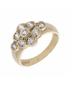 Pre-Owned 9ct Yellow Gold Rubover Cubic Zirconia Cluster Ring