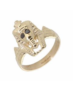 Pre-Owned 9ct Yellow Gold Black Diamond Set Pharaoh Dress Ring