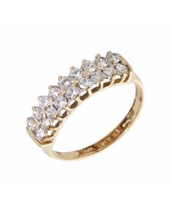 Pre-Owned 9ct Gold Cubic Zirconia Double Row Half Eternity Ring