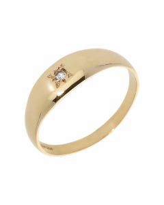 Pre-Owned 9ct Gold Cubic Zirconia Set Signet Style Band Ring