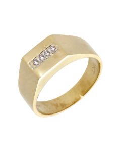 Pre-Owned 9ct Yellow Gold Cubic Zirconia Set Signet Ring