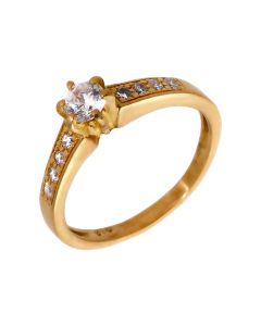 Pre-Owned High Carat Gemstone Set Solitaire & Shoulders Ring