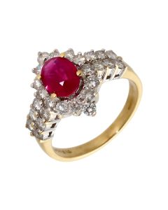 Pre-Owned 18ct Yellow Gold Ruby & Diamond Cluster Ring