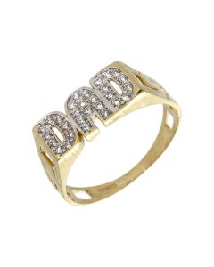 Pre-Owned 9ct Yellow Gold Cubic Zirconia Set Dad Ring