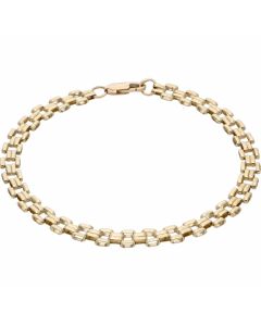 Pre-Owned 9ct Yellow Gold 8 Inch Hollow Brick Link Bracelet