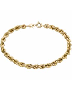 Pre-Owned 9ct Yellow Gold 7.5 Inch Hollow Rope Bracelet