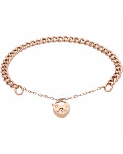 Pre-Owned 9ct Rose Gold Curb Link Charm Style Starter Bracelet