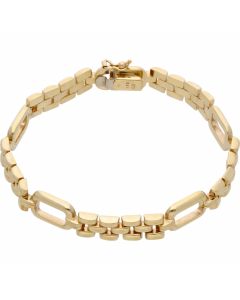Pre-Owned 9ct Yellow Gold 7.5 Inch Fancy Brick Link Bracelet