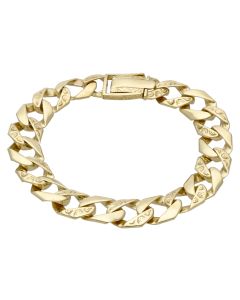 Pre-Owned 9ct Gold 9 Inch Pattern & Polished Curb Bracelet