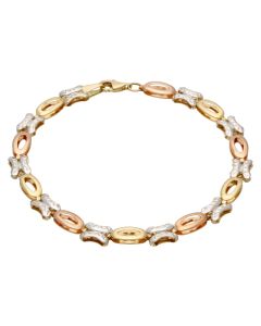 Pre-Owned 14ct Yellow Rose & White Gold Fancy Link Bracelet