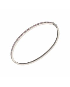 Pre-Owned 18ct Gold Pink Sapphire & Diamond Set Hinged Bangle