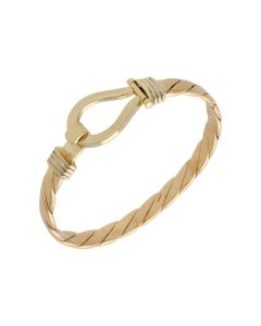 Pre-Owned 9ct Yellow Gold Solid Hookover Twist Bangle