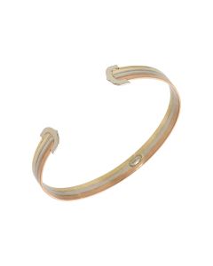 Pre-Owned 9ct Yellow Rose & White Gold 3 Row Cuff Bangle