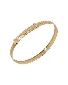 Pre-Owned 9ct Gold Childs Celtic Heart Pattern Expanding Bangle