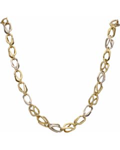 Pre-Owned 9ct Yellow & White Gold 32 Inch Twist Link Necklace