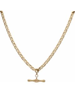 Pre-Owned 9ct Gold Hollow T-Bar Pendant & Anchor Link Necklace