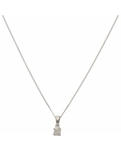 Pre-Owned 9ct White Gold 0.20 Carat Diamond Solitaire Necklace