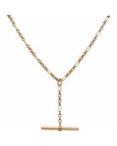 Pre-Owned 9ct Gold Bar & Belcher Link T-Bar Chain Necklace