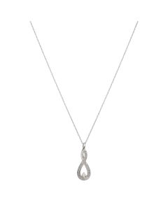 Pre-Owned 9ct White Gold Diamond Set Infinity Twist Necklace