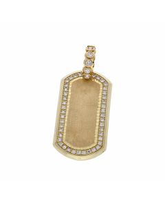 Pre-Owned 9ct Gold Cubic Zirconia Set Large Dog Tag Pendant
