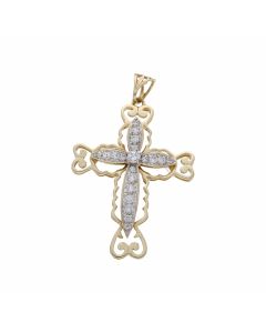 Pre-Owned 9ct Yellow Gold Cubic Zirconia Set Large Cross Pendant