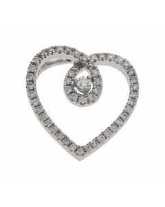 Pre-Owned 9ct White Gold Diamond Set Heart Pendant