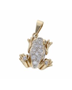 Pre-Owned 9ct Yellow Gold Cubic Zirconia Frog Pendant