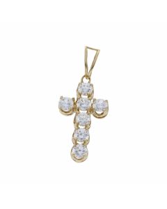 Pre-Owned 9ct Yellow Gold Cubic Zirconia Set Cross Pendant