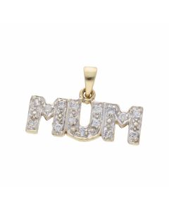 Pre-Owned 9ct Yellow Gold Cubic Zirconia Mum Pendant