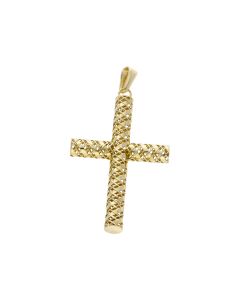 Pre-Owned 9ct Yellow Gold Hollow Open Lattice Cross Pendant