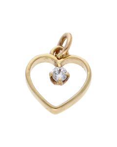 Pre-Owned 9ct Yellow Gold Cubic Zirconia Set Heart Pendant
