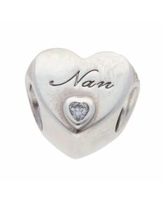 Pre-Owned Pandora Silver Nan Heart Charm