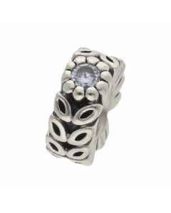 Pre-Owned Pandora Silver Cubic Zirconia Set Floral Spacer Charm