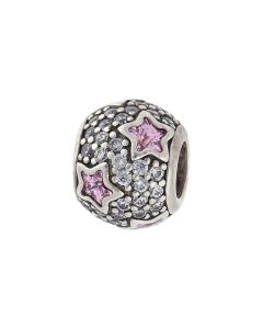 Pre-Owned Pandora Silver Cubic Zirconia Pink Star Bead Charm