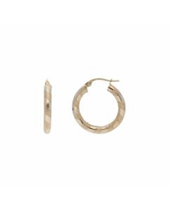Pre-Owned 9ct Yellow Gold Pattern & Plain Hoop Creole Earrings