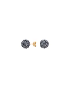 Pre-Owned 9ct Yellow Gold Black Crystal Ball Stud Earrings