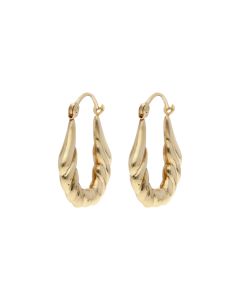 Pre-Owned 9ct Yellow Gold Fancy Ribbed Creole Earrings