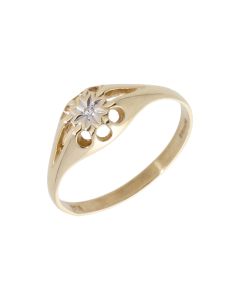 Pre-Owned 9ct Gold Gents Illusion Set Diamond Solitaire Ring