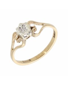 Pre-Owned 9ct Gold Illusion Set Diamond Solitaire Ring